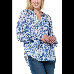 La Joie Essential Raglan-Sleeve Blouse Blue Batik Floral - Regular
